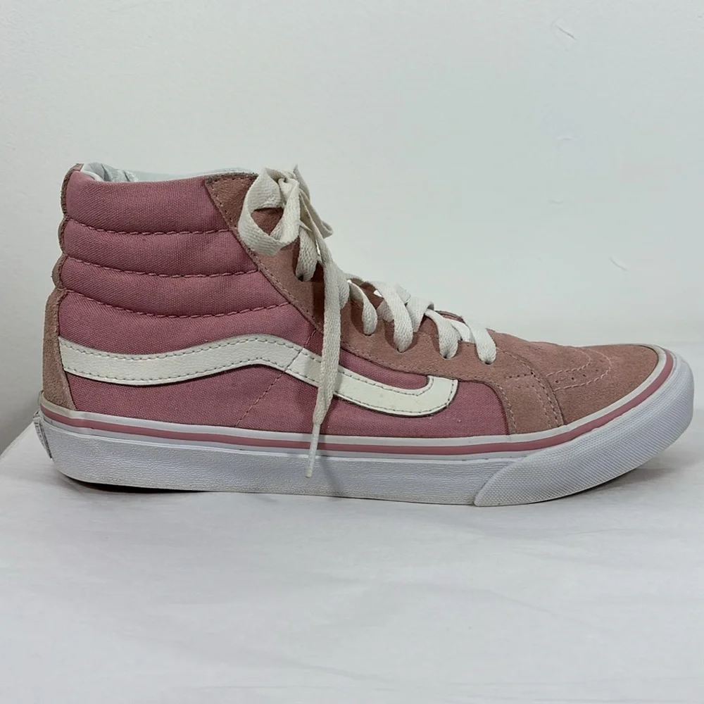 Vans Off The Wall Old Skool Sk8 Hi-Pig Shoes 9 Suede High Tops‎ Pink Sneaker